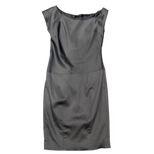 Vintage Club Monaco Gunmetal Gray Metallic Drop Waist Boatneck Cocktail Dress